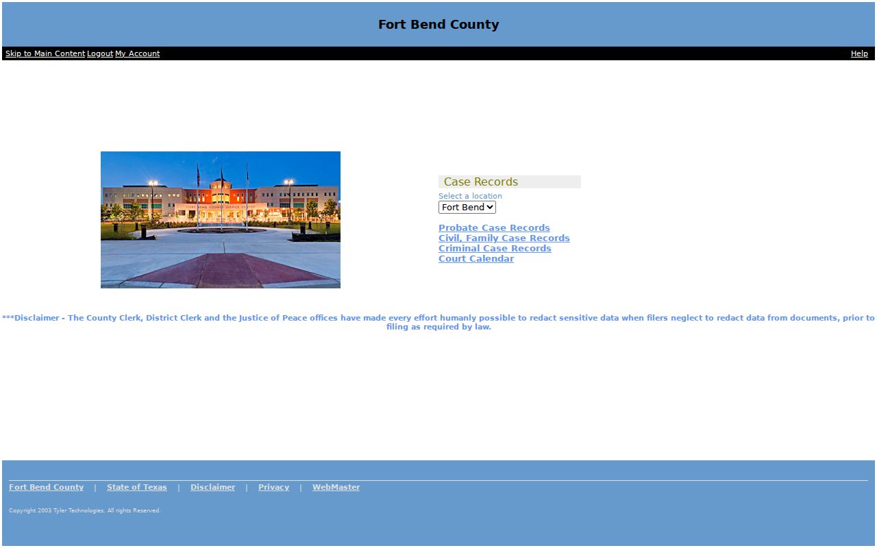 Mission Bend resident lookup through the Fort Bend Tyler court portal