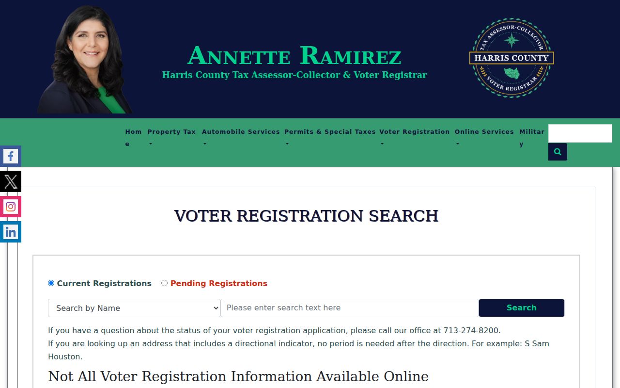 Mission Bend residents directory Harris voter search protected fields notice